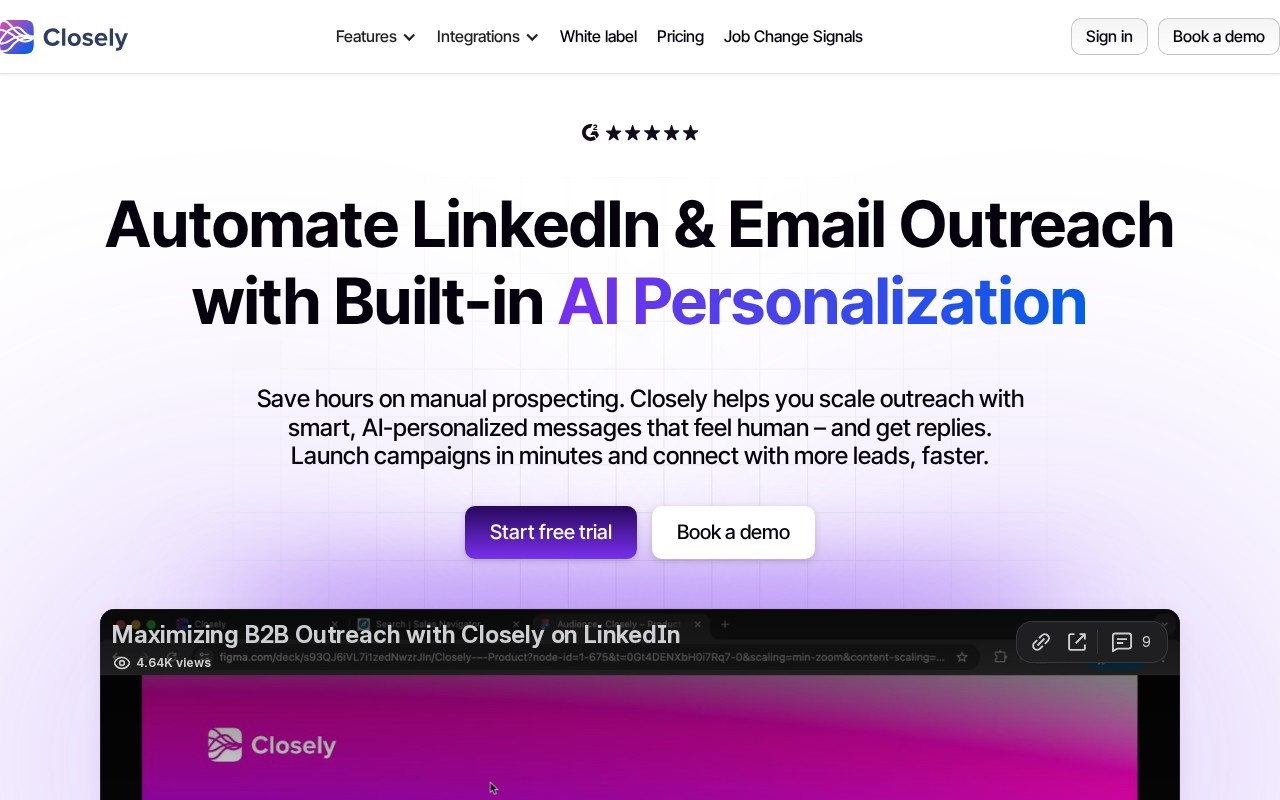 Closely – Home (Website)